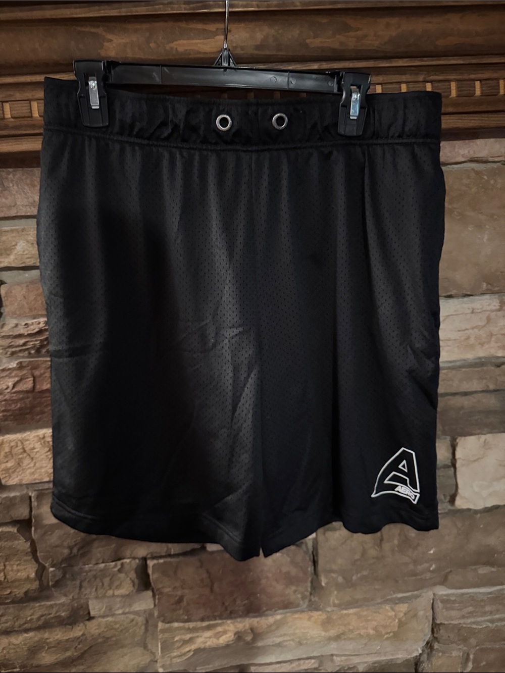 Aeropostale Black Athletic Mesh Shorts with 'A' Logo